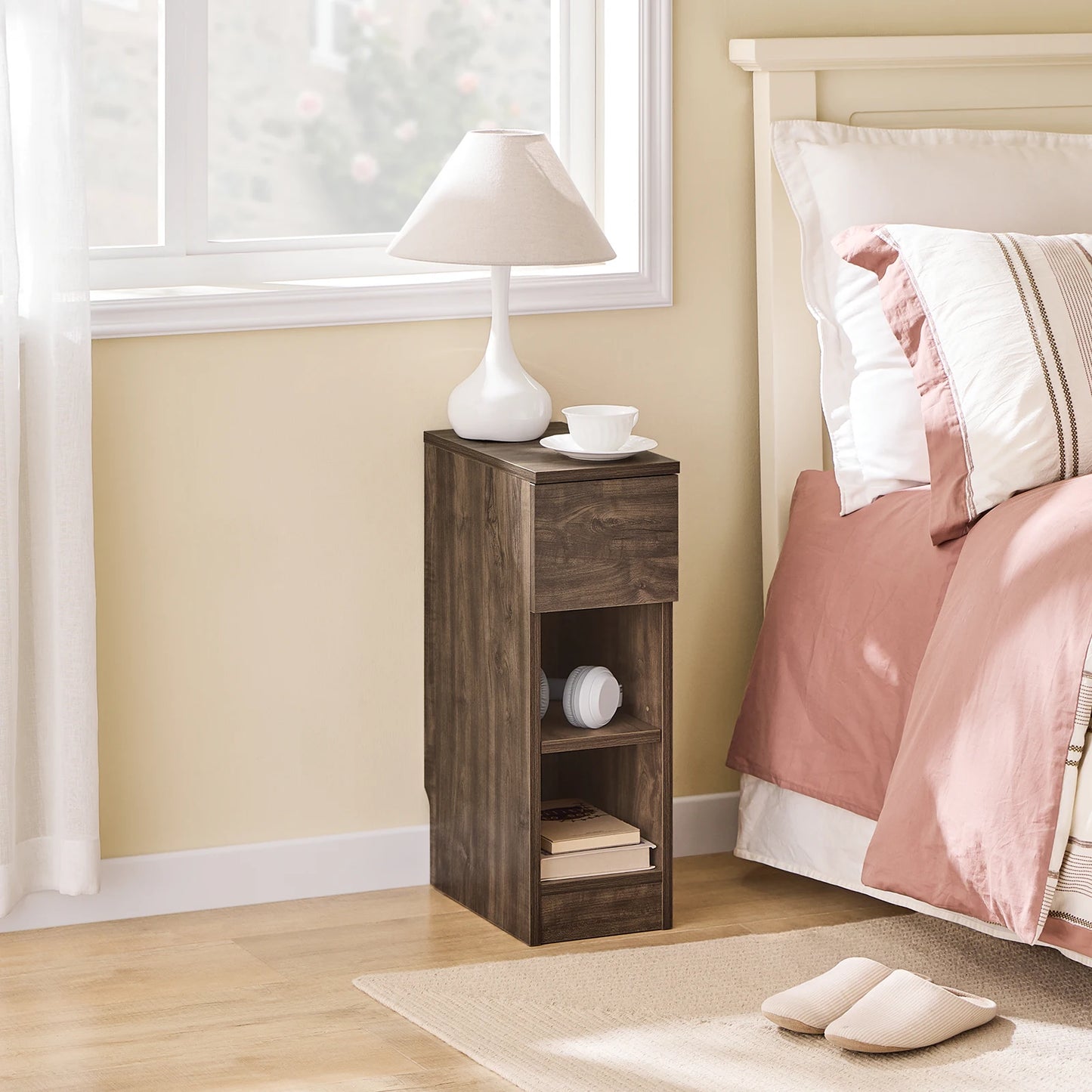 Table de chevet naturel étroite en bois - Naturel Table de chevet