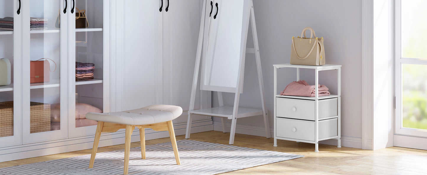 Table de nuit compartiment ouvert blanc avec tiroirs -