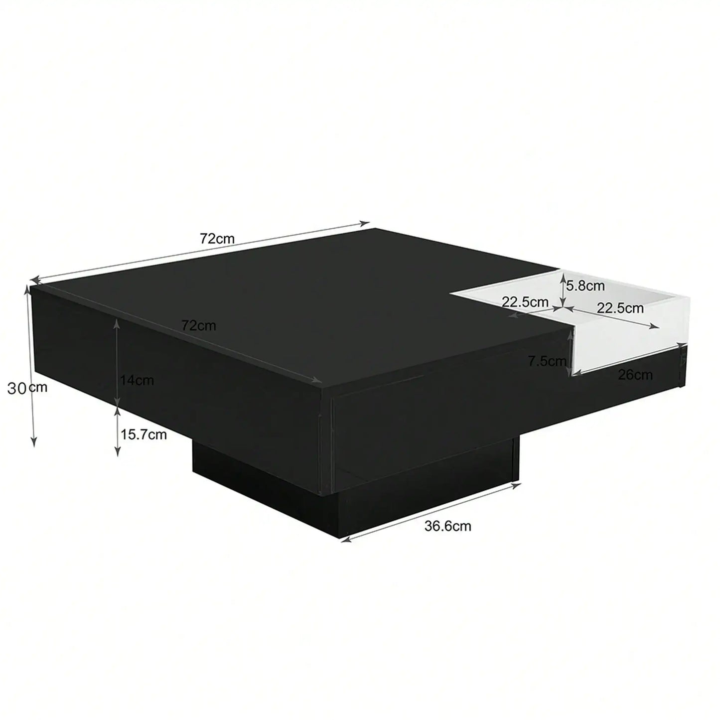 Grande table basse carrée noir -