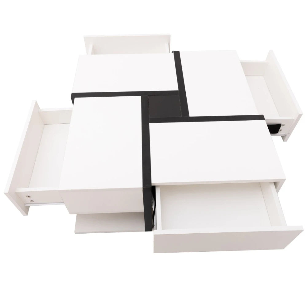 Table basse moderne géométrique blanche 78×78×36 cm -