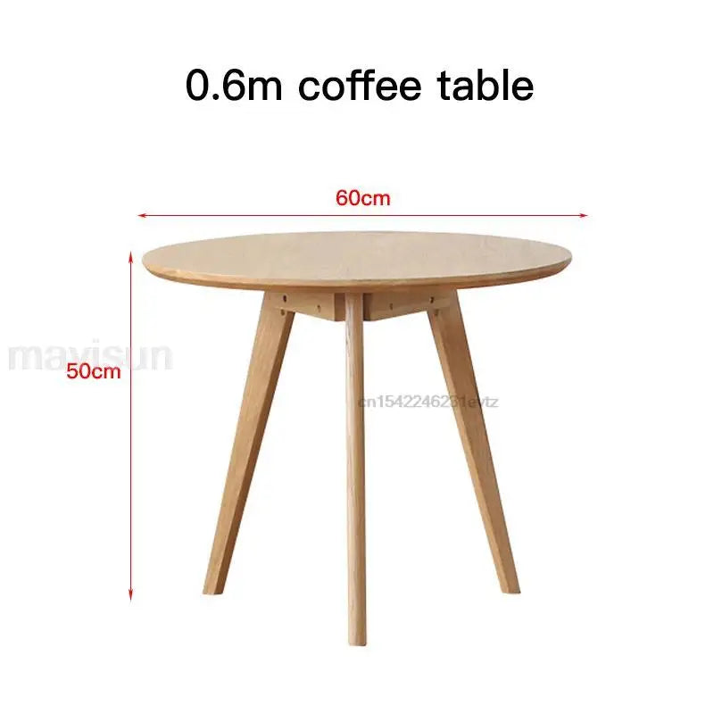 Table basse bois massif ronde de taille moyenne - 0.6m Café table