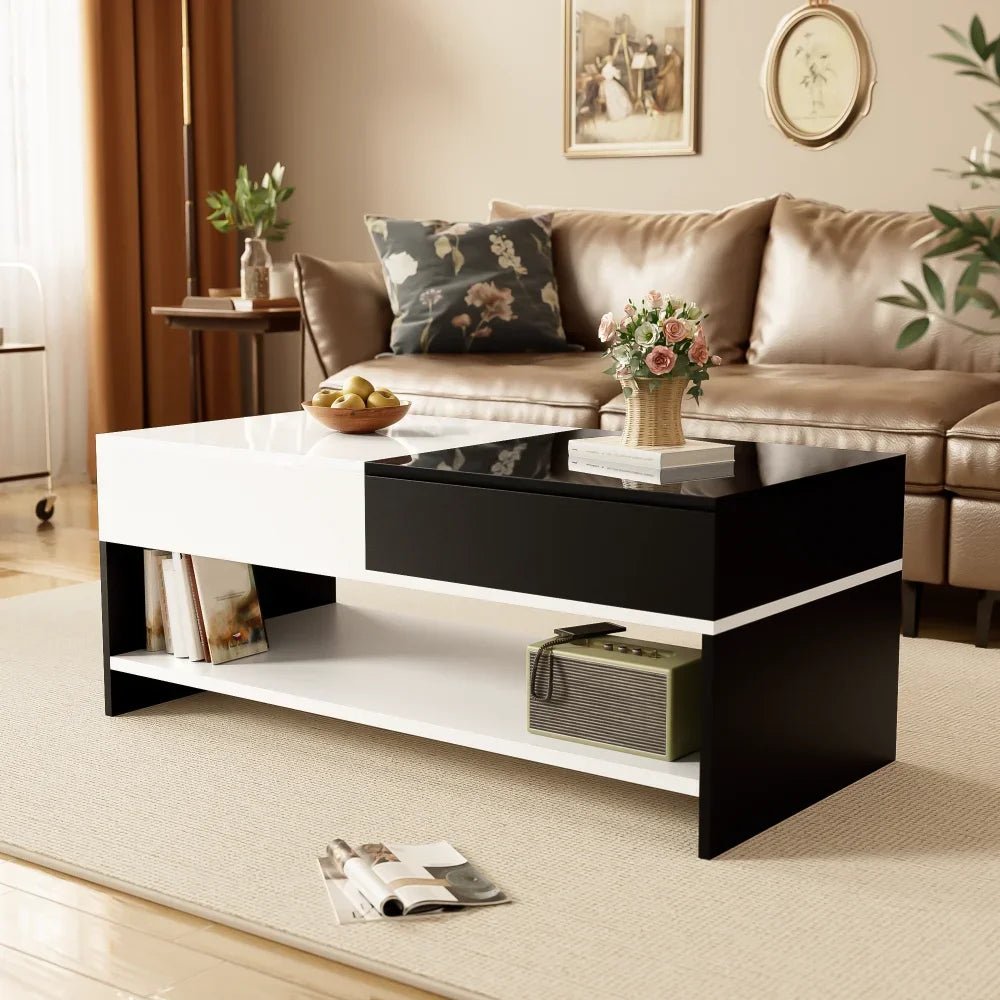 Table basse blanc scandinave 105 X 60 X 40 Cm - 14:173black+white;200007763:201336101