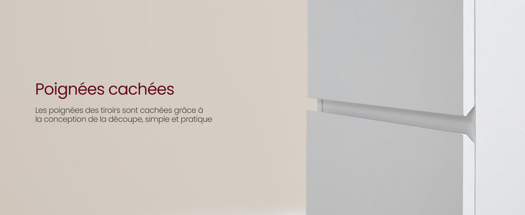 Table de chevet pas chère à LED et 3 tiroirs 2 pcs -