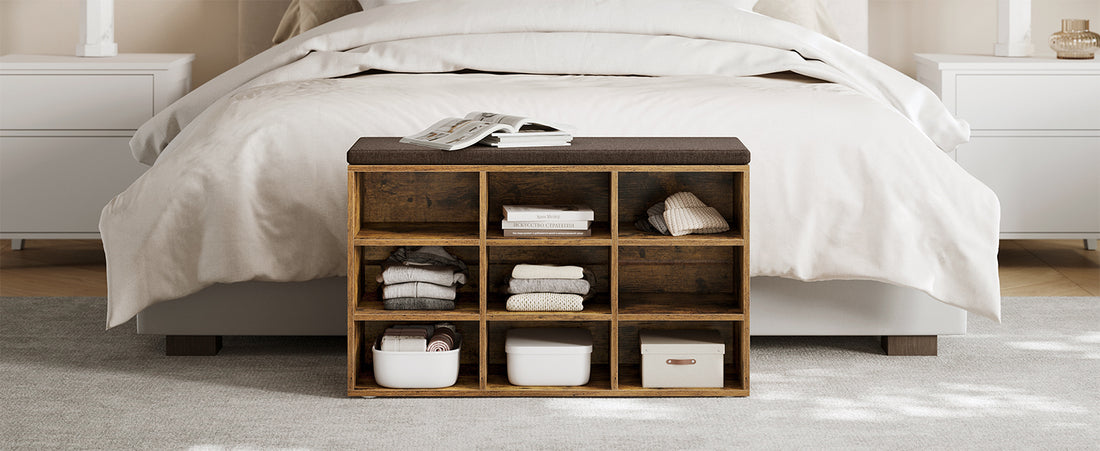 Grand meuble à chaussure et banc 9 Compartiments -
