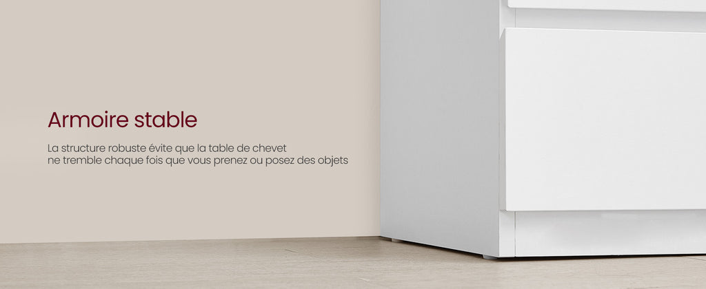 Table de chevet pas chère à LED et 3 tiroirs 2 pcs -