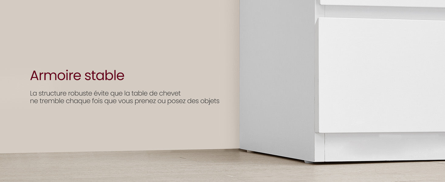 Table de chevet pas chère à LED et 3 tiroirs 2 pcs -