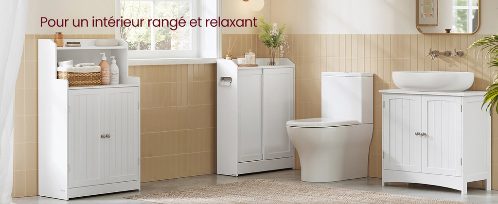 Meuble salle de bain chic et tendance - Pour Produits beauté ou papier toilette 20 x 60 x 80 cm -