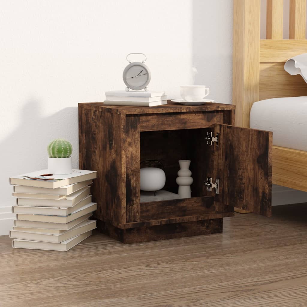 Mini table de nuit Chêne Fumé 44X35X45 cm Bois D'Ingénierie -