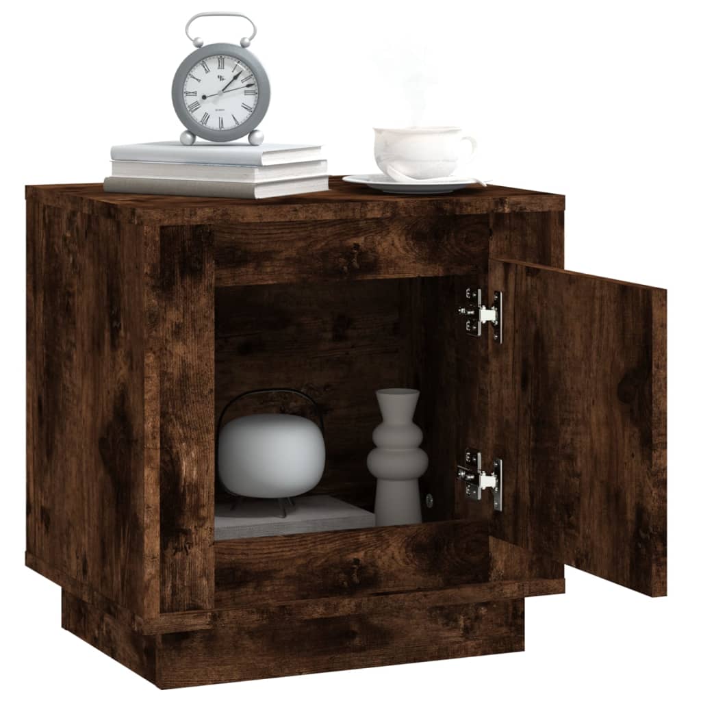 Mini table de nuit Chêne Fumé 44X35X45 cm Bois D'Ingénierie -