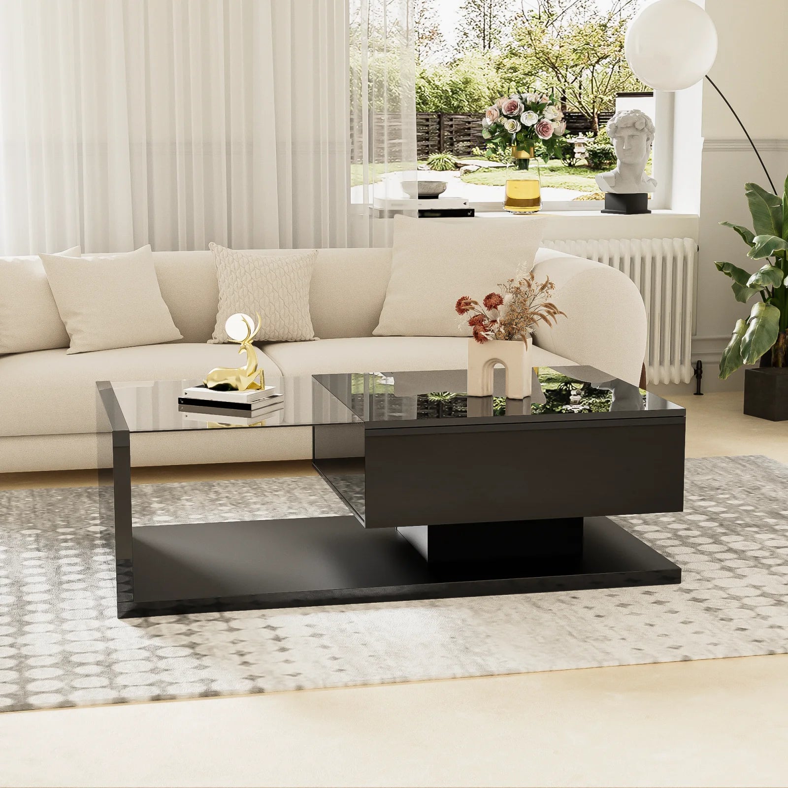 Table basse noir pour salon original et tendance -