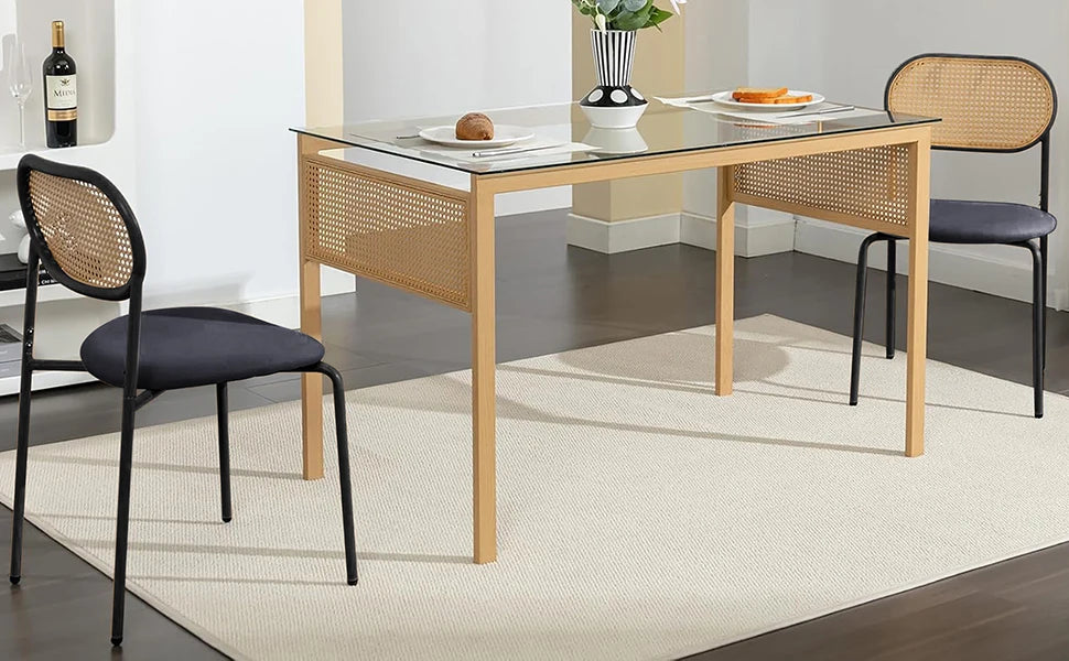 Chaise salle à manger rotin simple de 2 pièces -