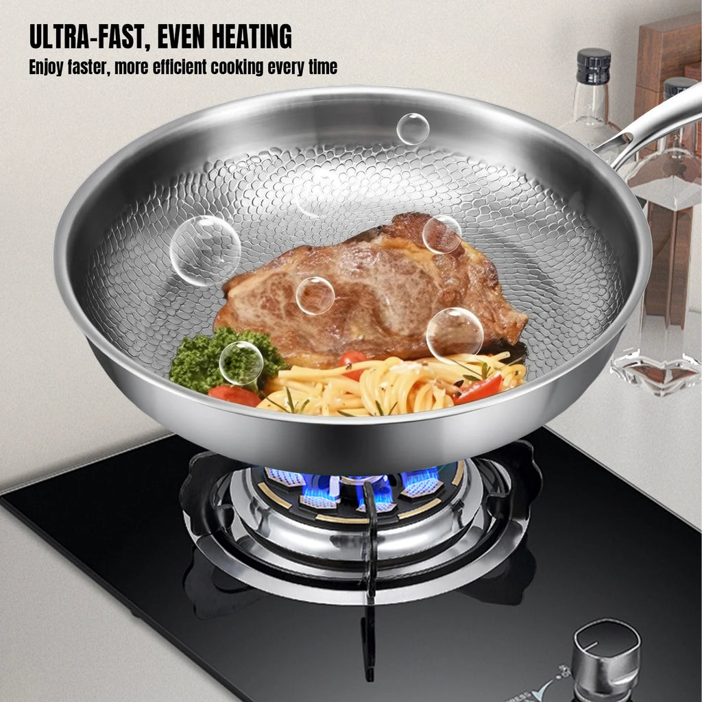 Poêle inox pour induction et cuisine tradition comme gastronomique -