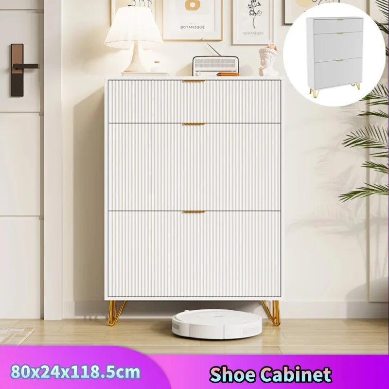 Meuble à chaussure motif ondulé 80x24x118.5cm -