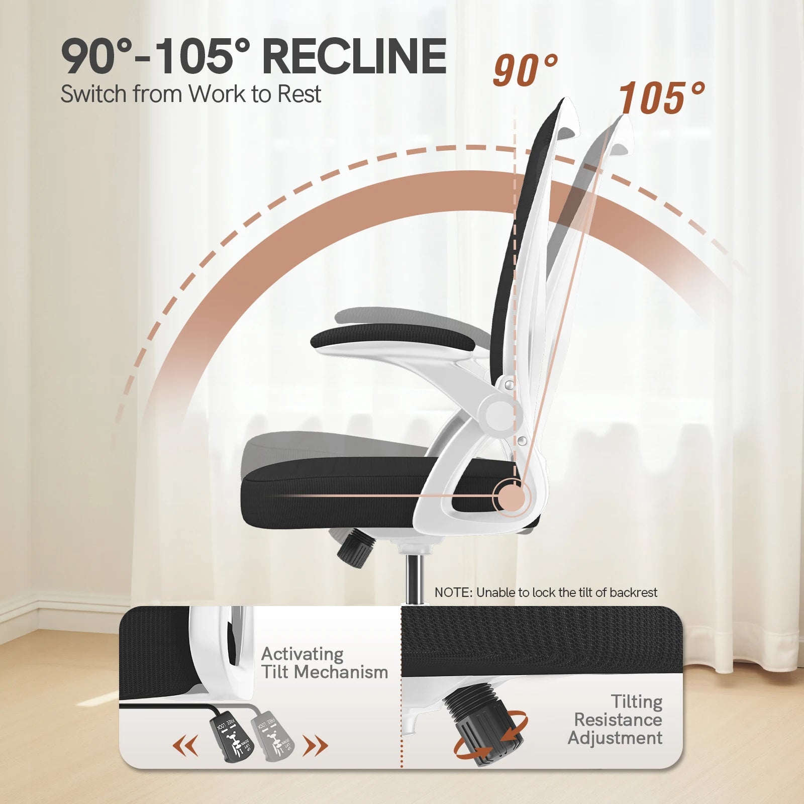 Chaise de bureau roulante avec accoudoirs -