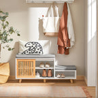 Meuble chaussure avec deux banc et 1 porte coulissante -