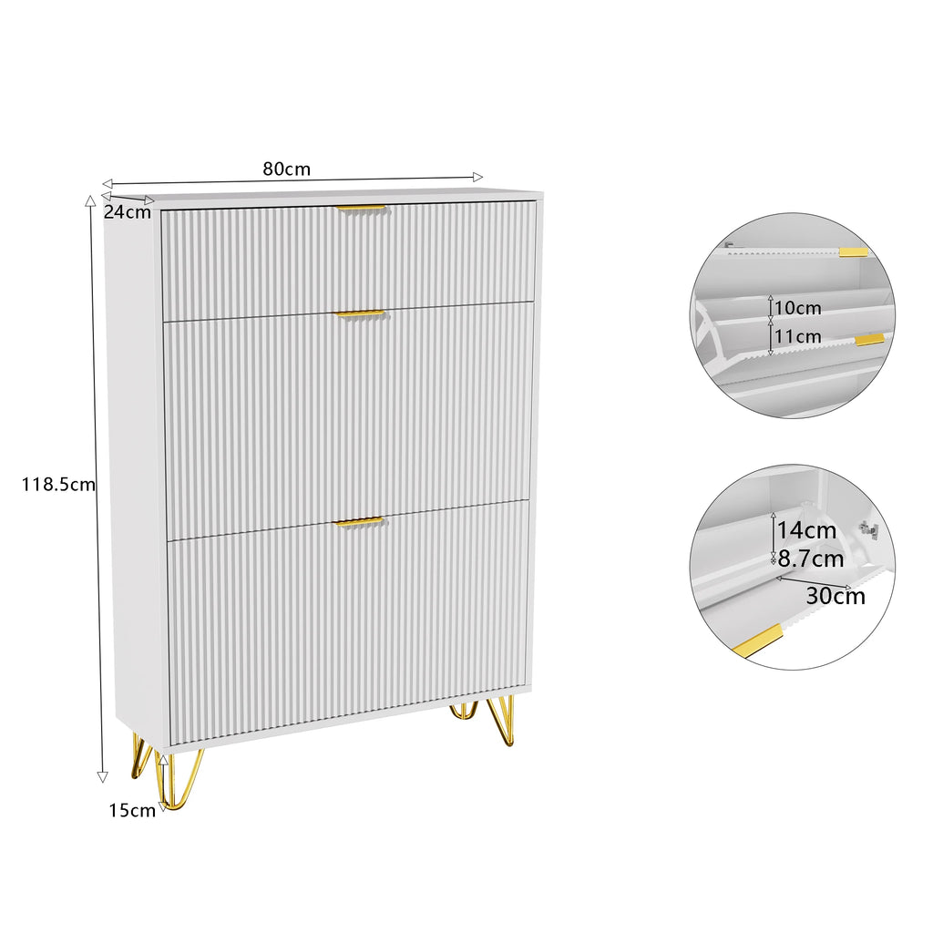 Meuble à chaussure motif ondulé 80x24x118.5cm -