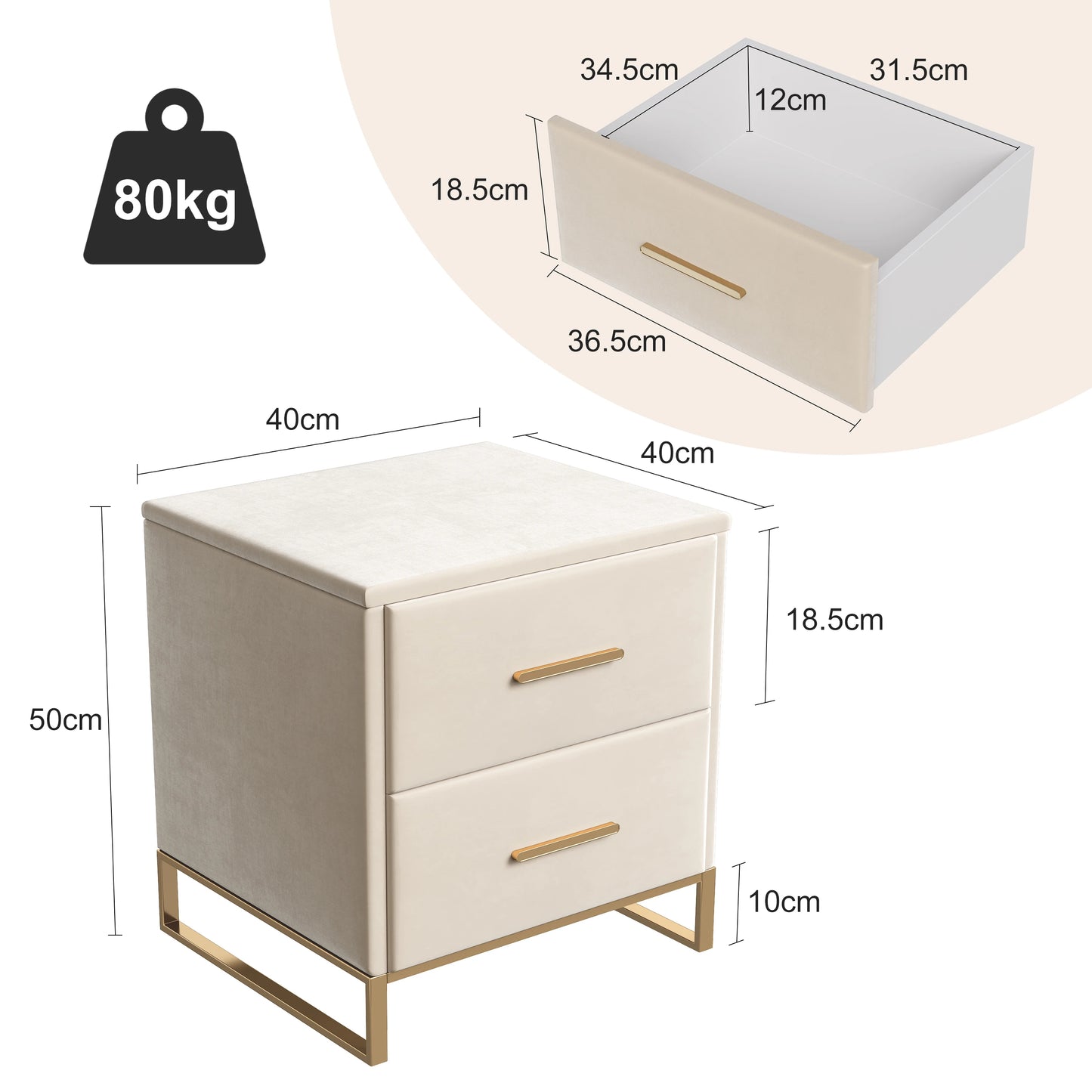 Table de chevet rustique - lot de 2 pièces -