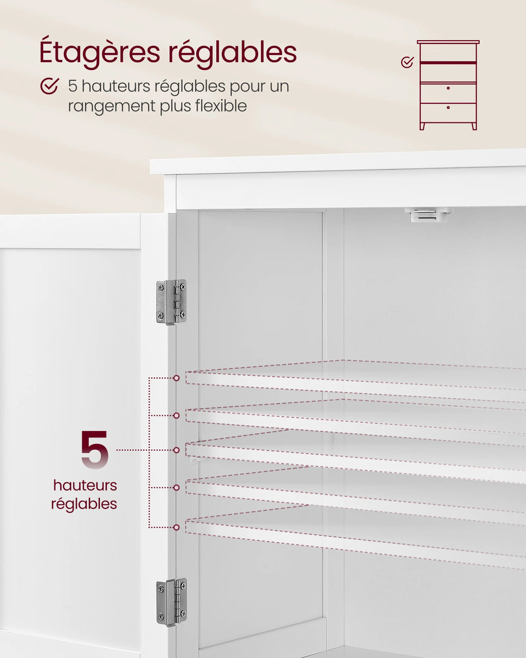 Meuble de rangement cuisine à 2 tiroirs et 2 portes -