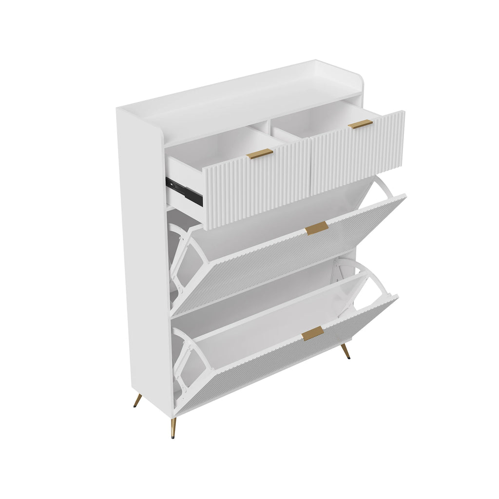 Meuble à chaussure motif ondulé 80x24x118.5cm -