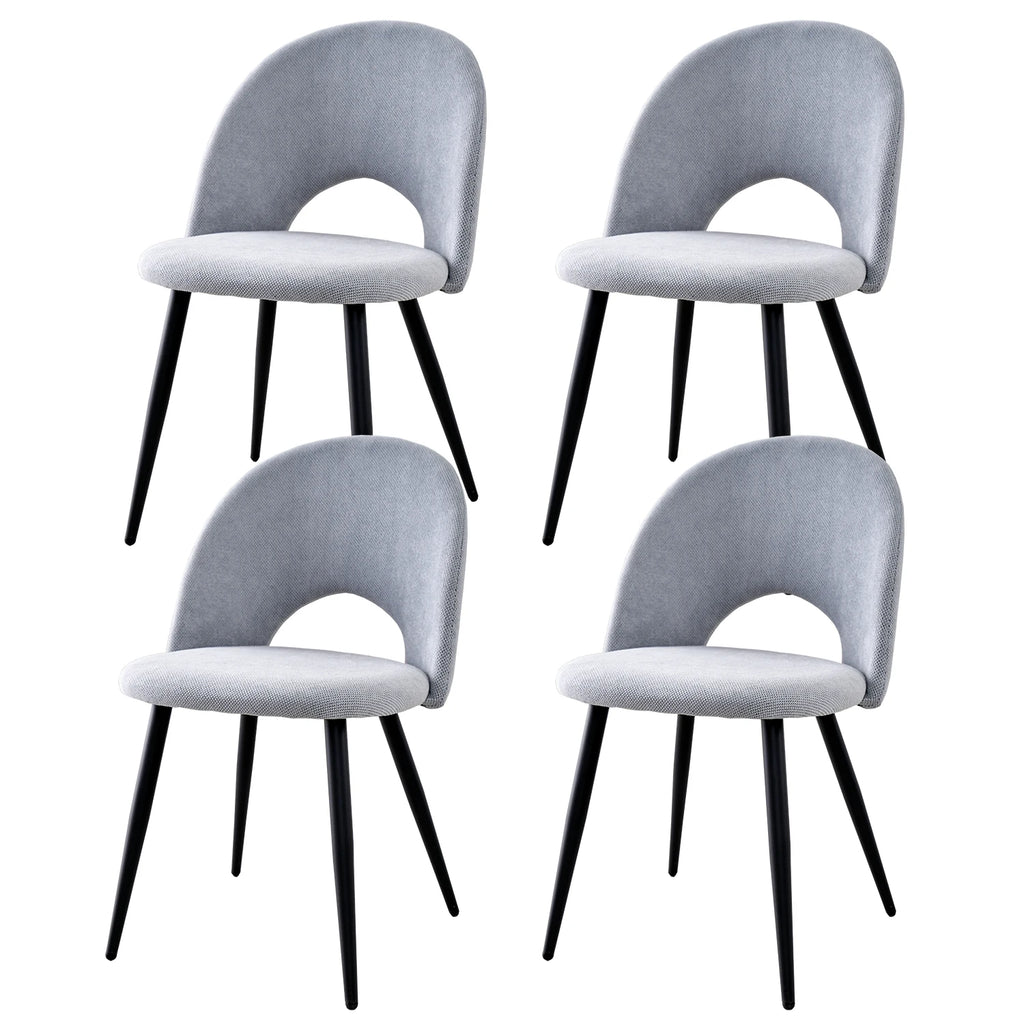 Chaise salle à manger lot de 4 à dossier creux - Gris Chaise salle à manger