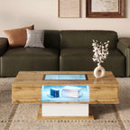 Table basse verre et bois avec LED -