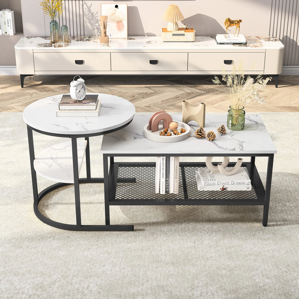 Table basse en marbre design 2 ensembles -