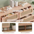 Petit meuble de rangement bois et tiroirs en rotin -