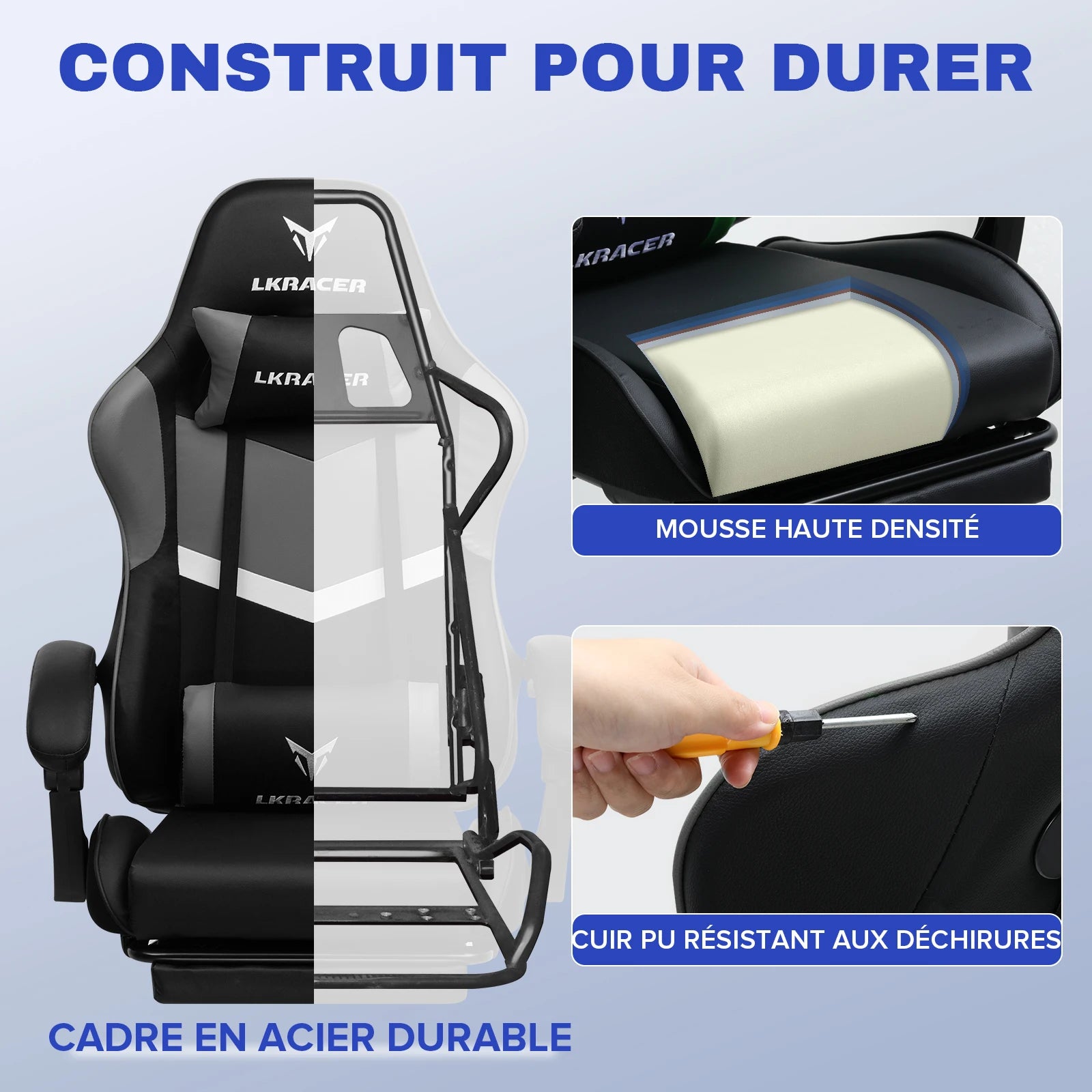 Chaise de bureau pas cher avec coussin et ajustable -