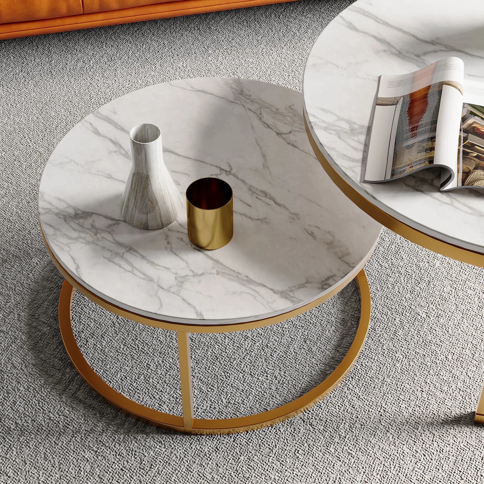 Table basse ronde blanche set de 2 ensemble -