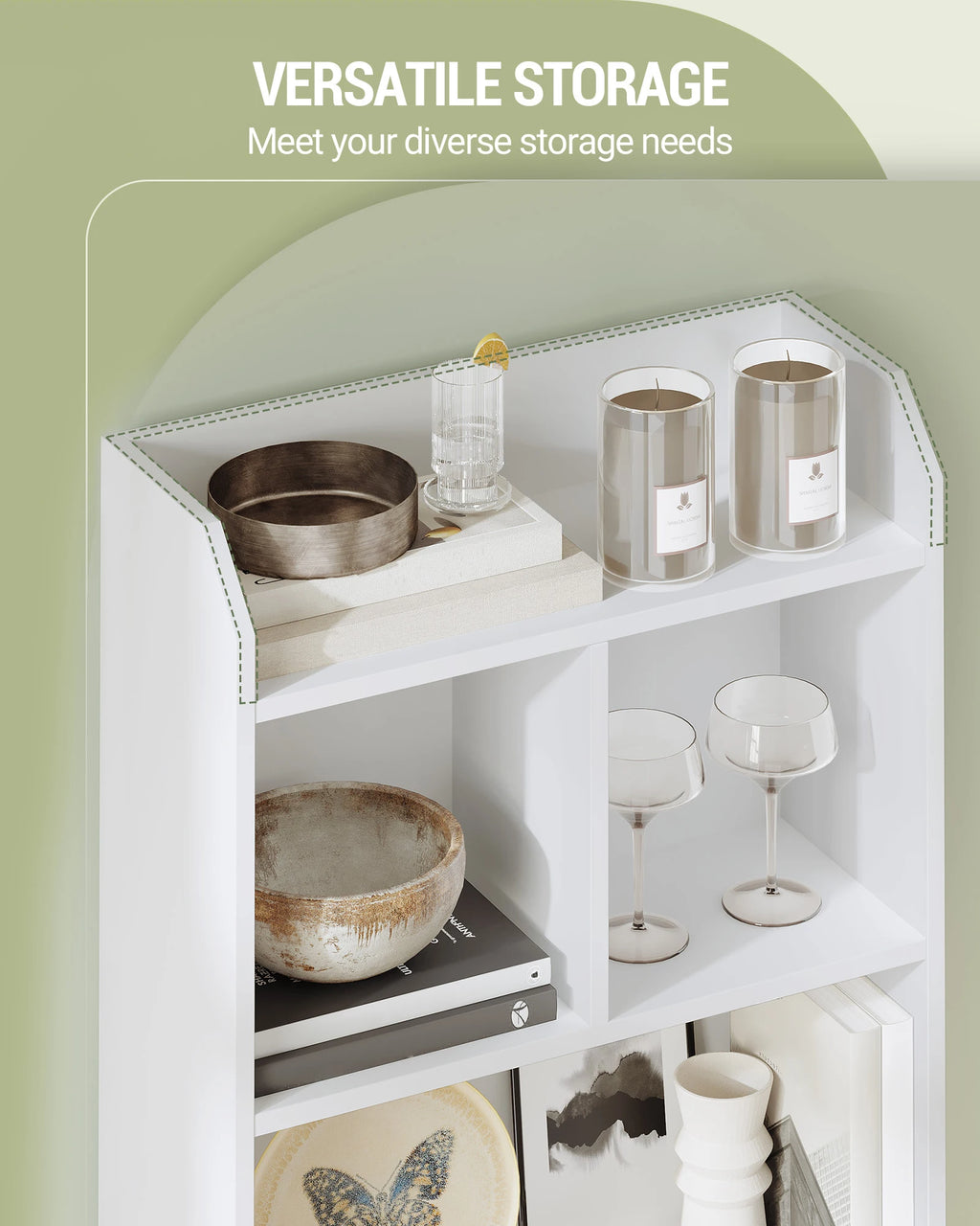 Étagère cube à poser sur pieds de style bibliothèque -