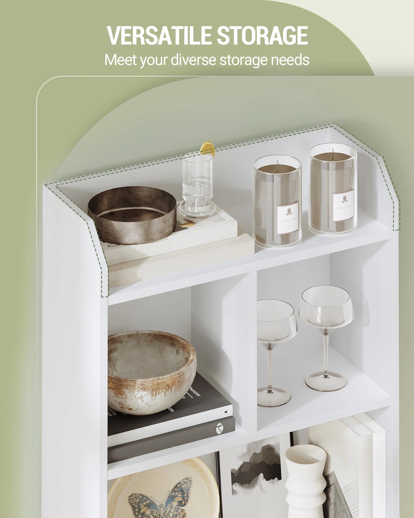 Étagère cube à poser sur pieds de style bibliothèque -