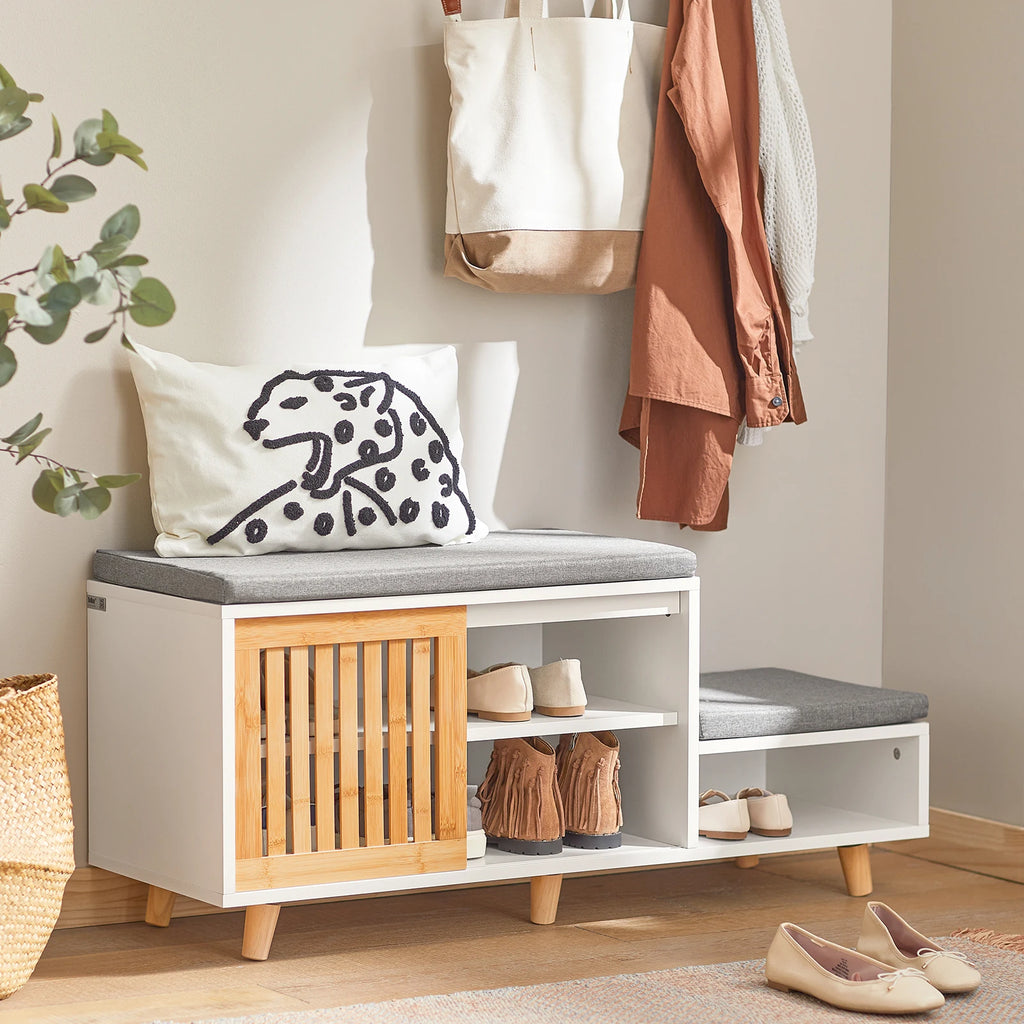 Meuble chaussure avec deux banc et 1 porte coulissante -