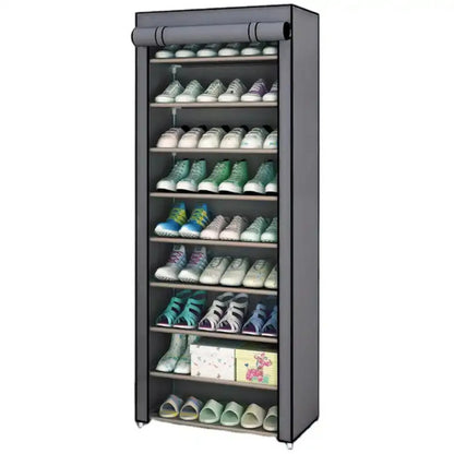 Étagère chaussures en tissu et métal 160x60x30 cm -