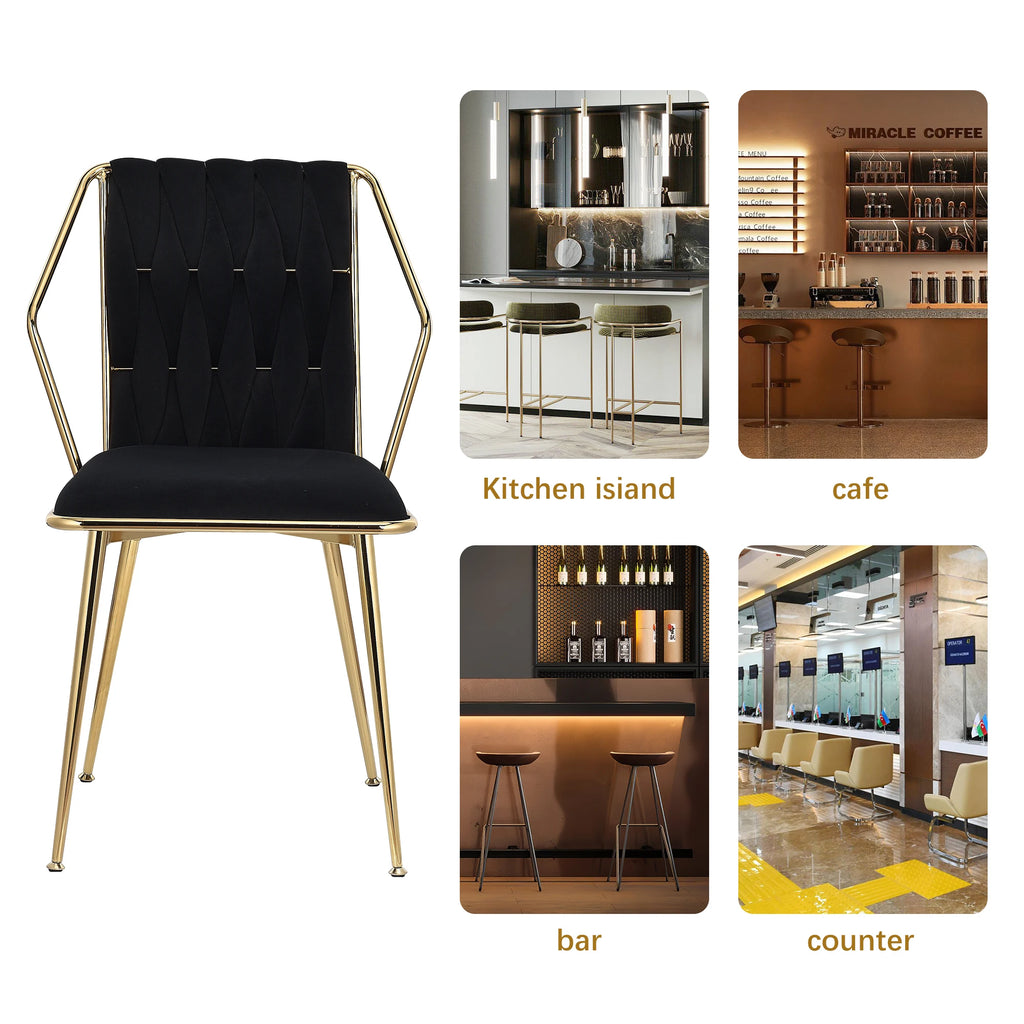 Chaise salle à manger couleur noir lot de 2 pièces avec accoudoirs -