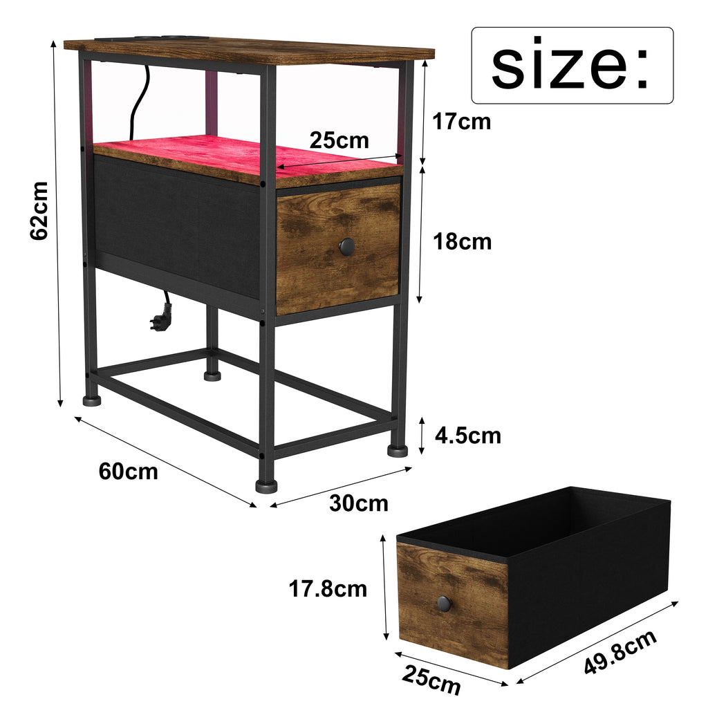 Table de chevet en métal Urban luxe avec LED -