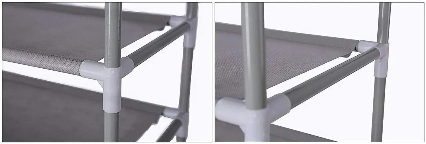 Étagère chaussures en tissu et métal 160x60x30 cm -