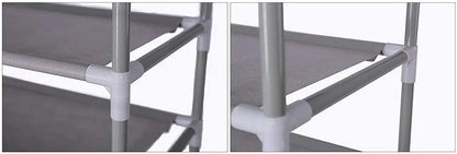 Étagère chaussures en tissu et métal 160x60x30 cm -