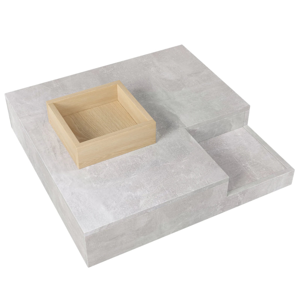 Table basse carrée avec rangement sur le coté 72x72x30cm -