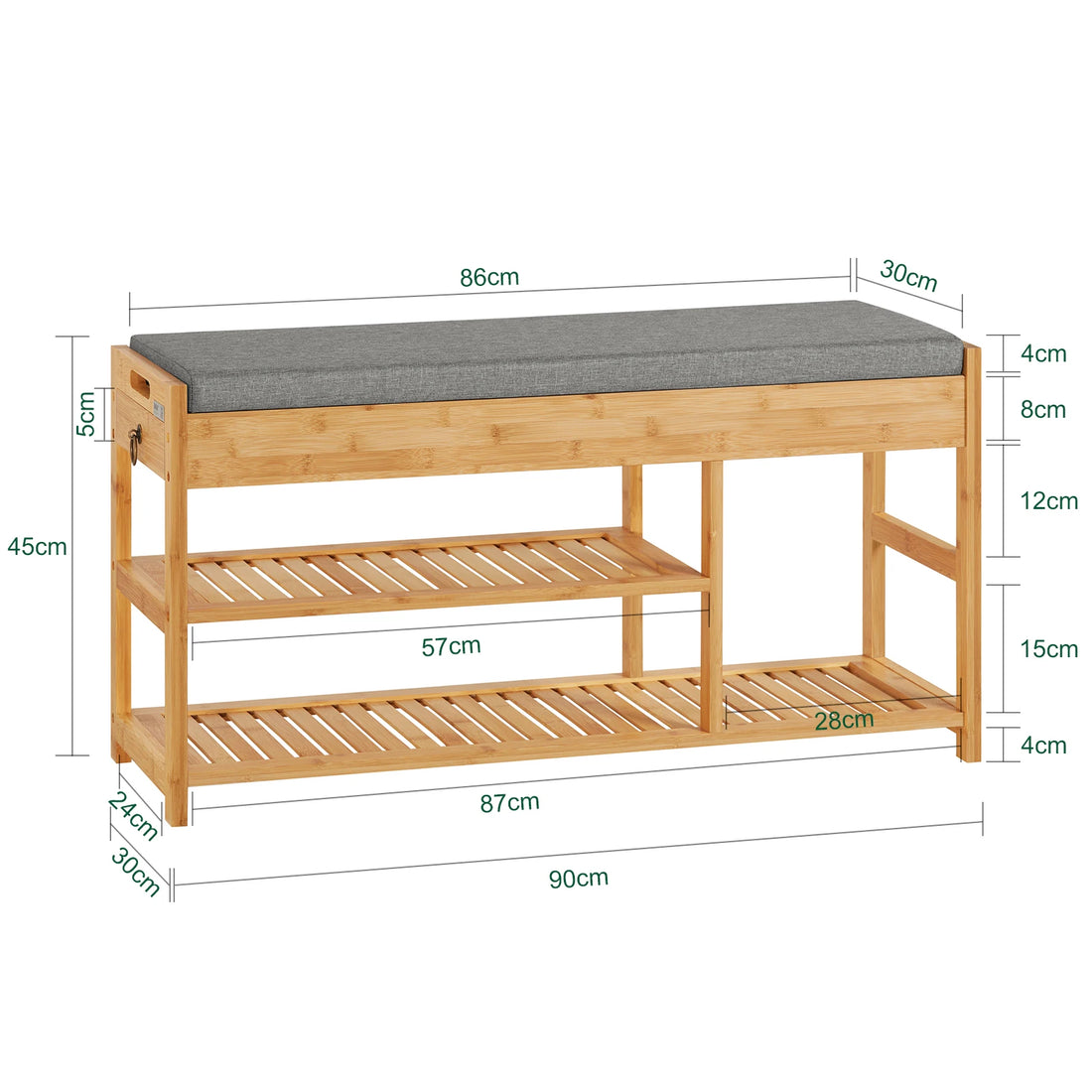 Meuble à chaussure avec assise en bois de bambou -
