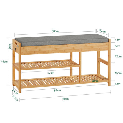 Meuble à chaussure avec assise en bois de bambou -