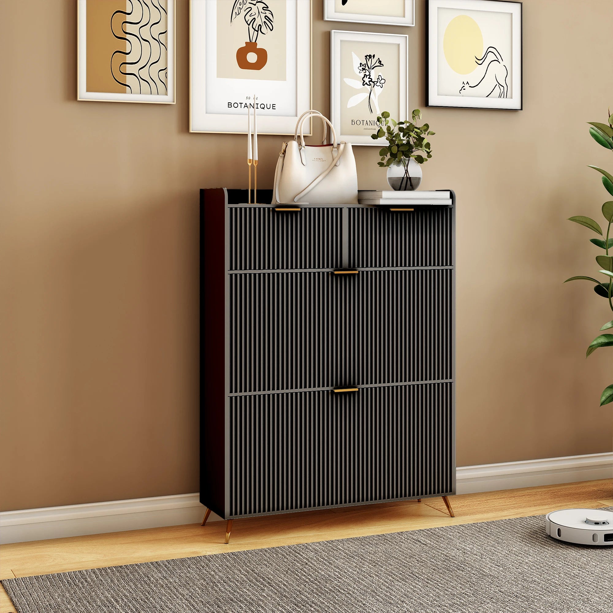 Meuble à chaussure motif ondulé 80x24x118.5cm -