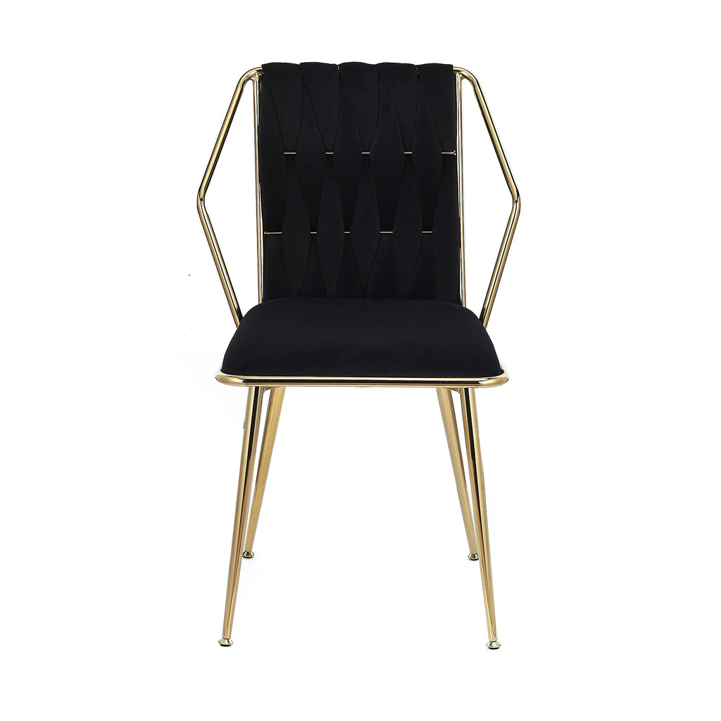 Chaise salle à manger couleur noir lot de 2 pièces avec accoudoirs -