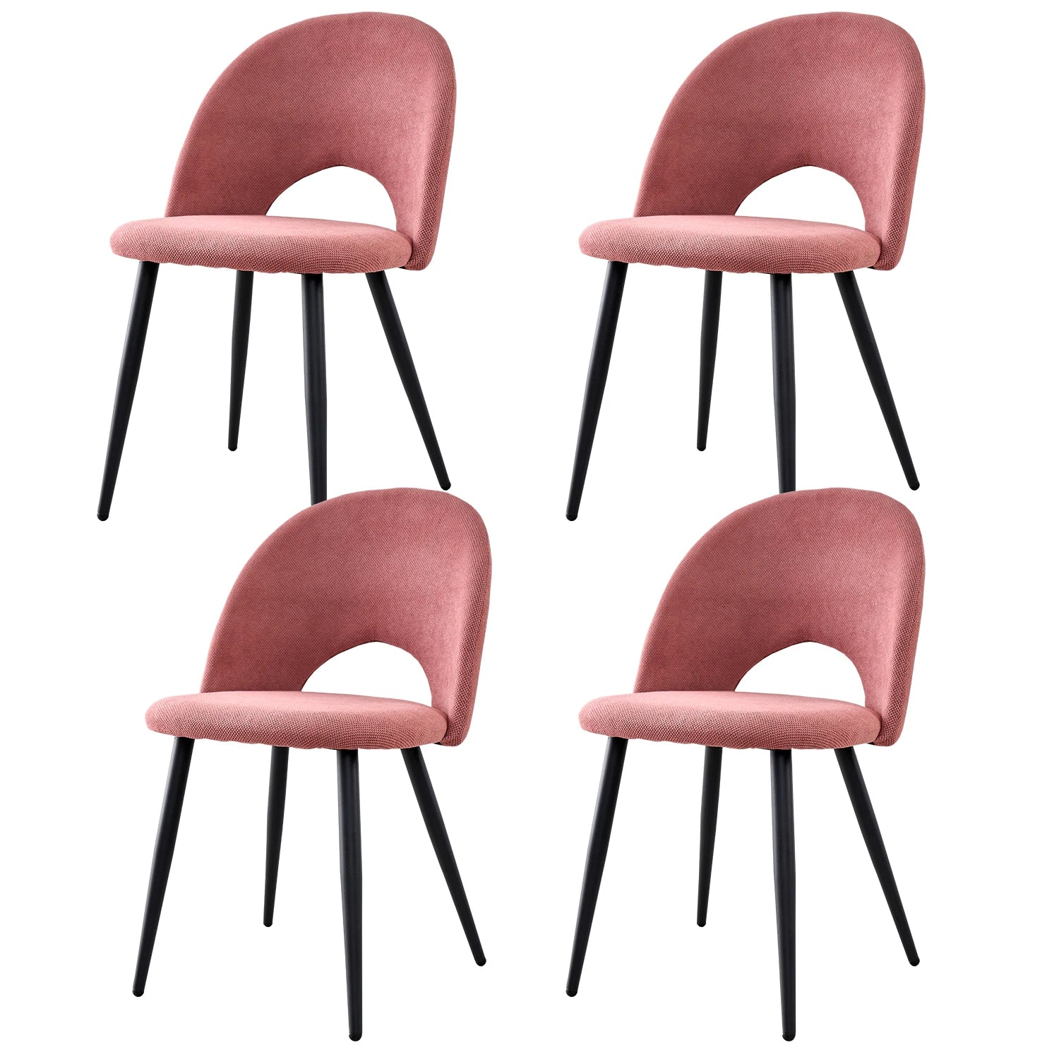 Chaise salle à manger lot de 4 à dossier creux - Rose Chaise salle à manger