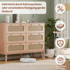 Petit meuble de rangement bois et tiroirs en rotin -