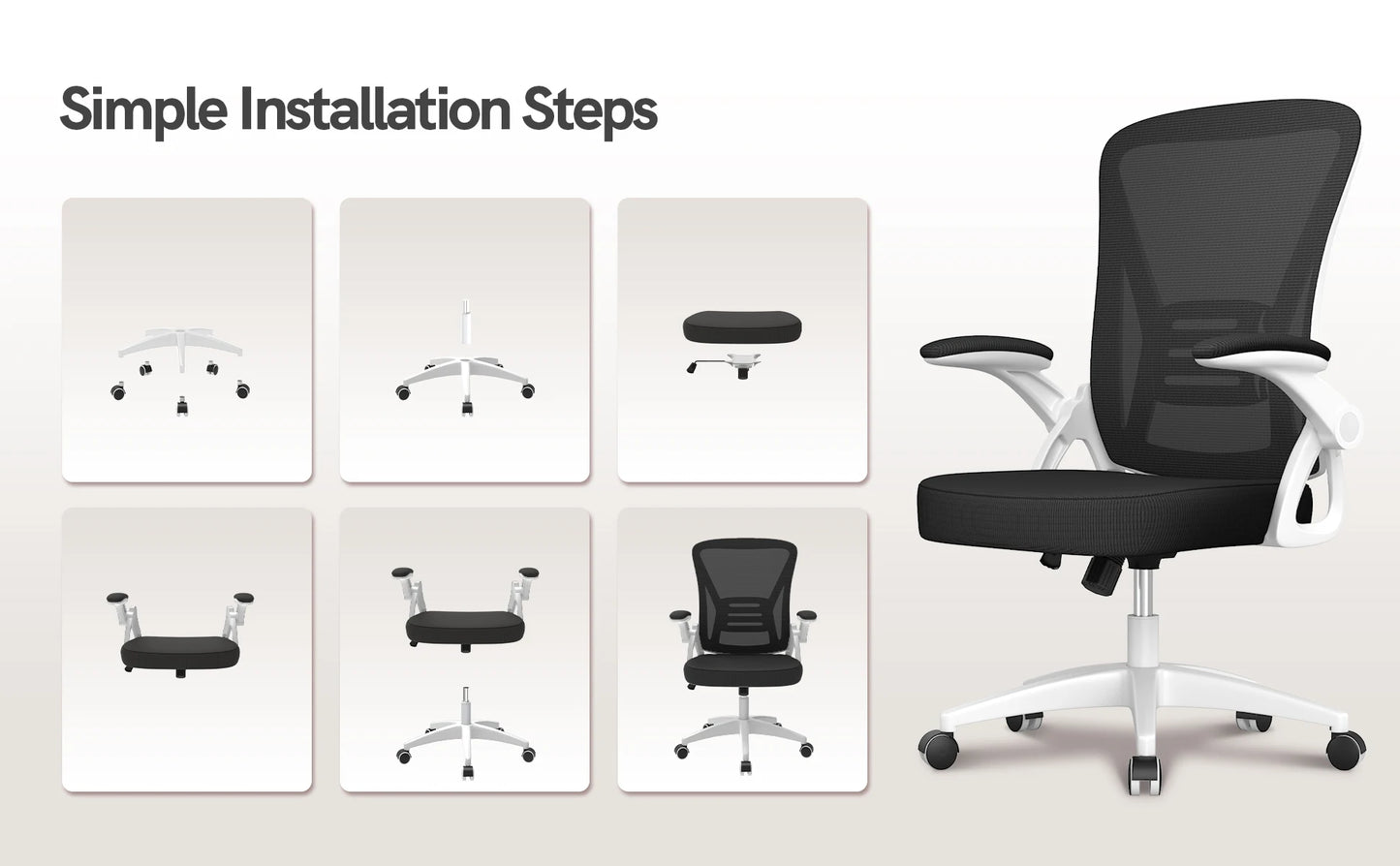 Chaise de bureau roulante avec accoudoirs -