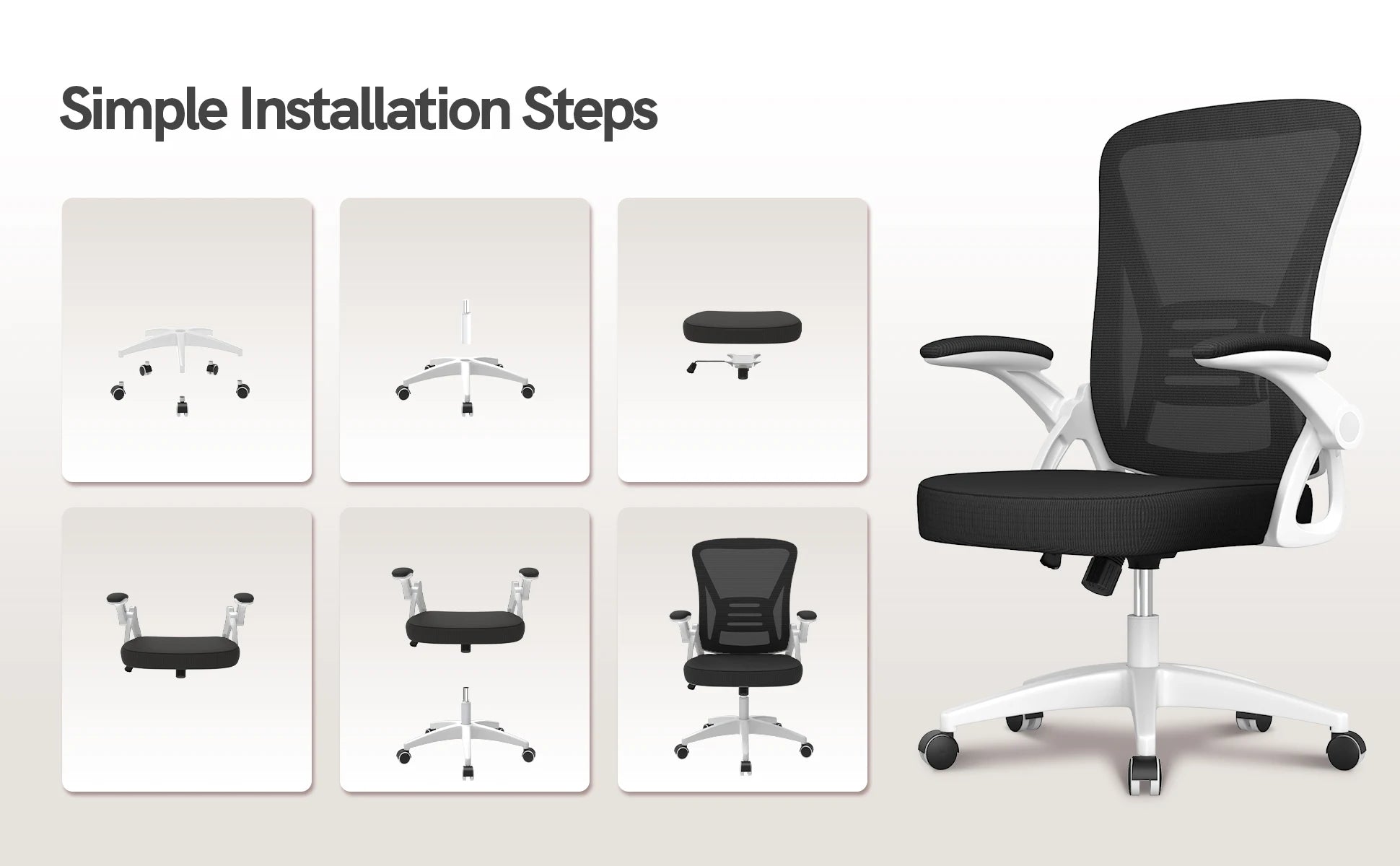 Chaise de bureau roulante avec accoudoirs -