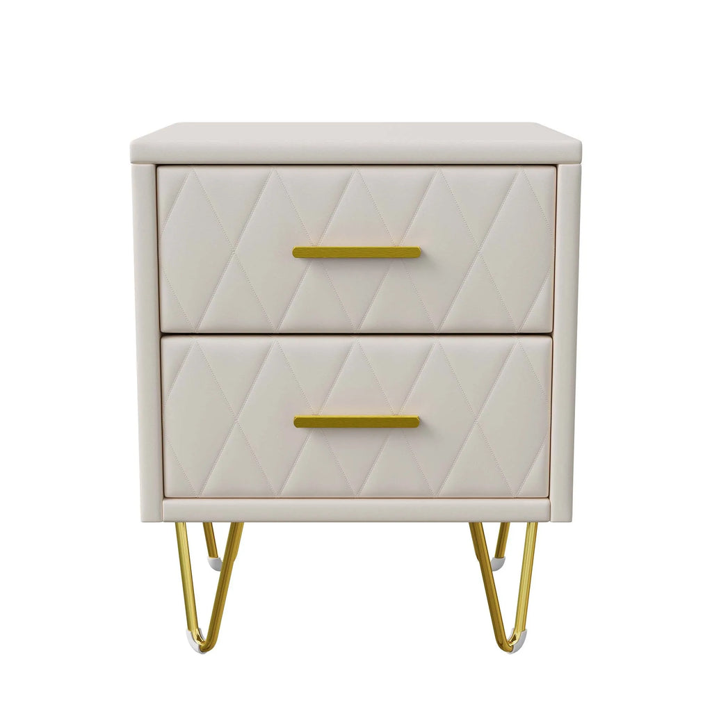 Table de chevet beige à 2 tiroirs style moderne -