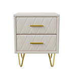 Table de chevet beige à 2 tiroirs style moderne -