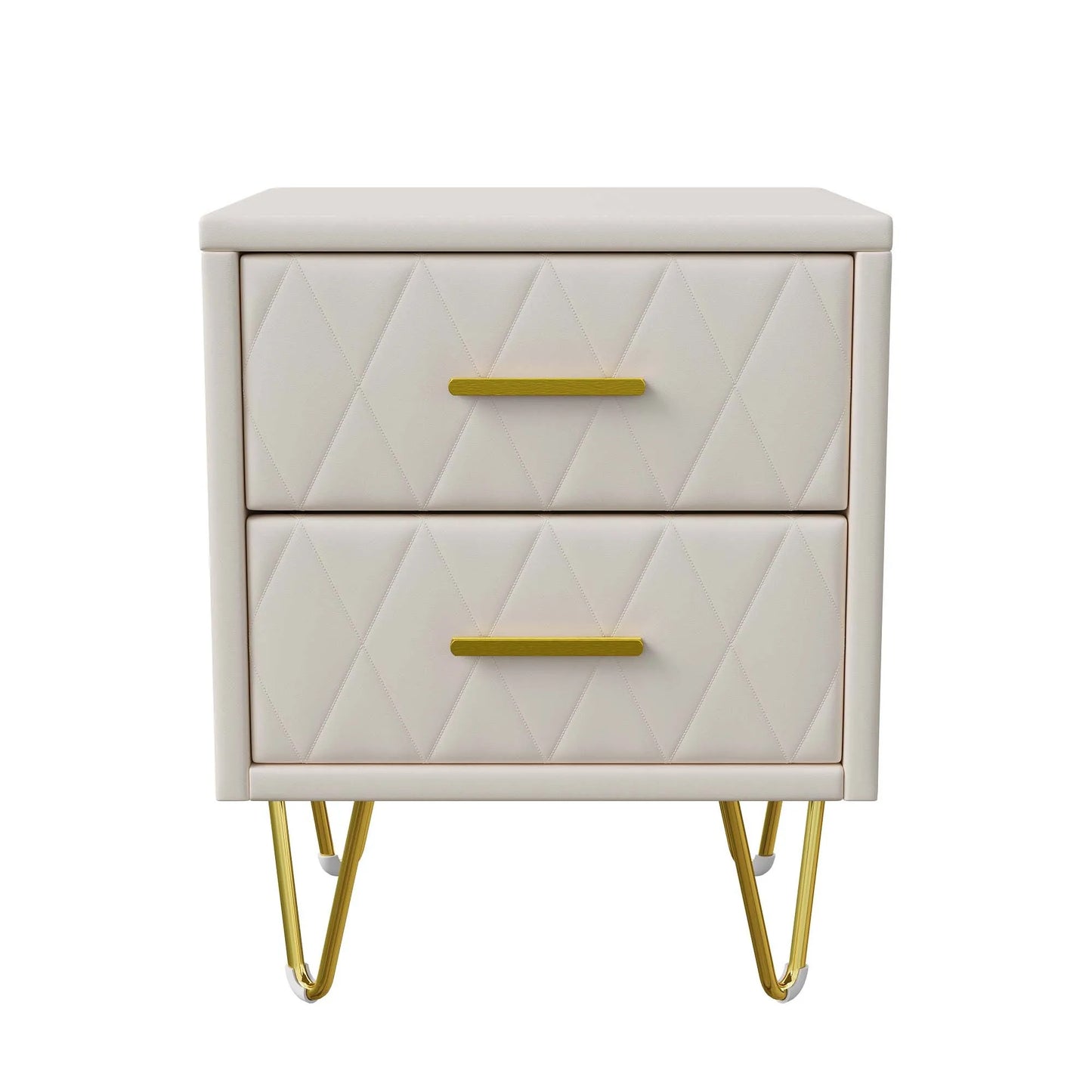 Table de chevet beige à 2 tiroirs style moderne -