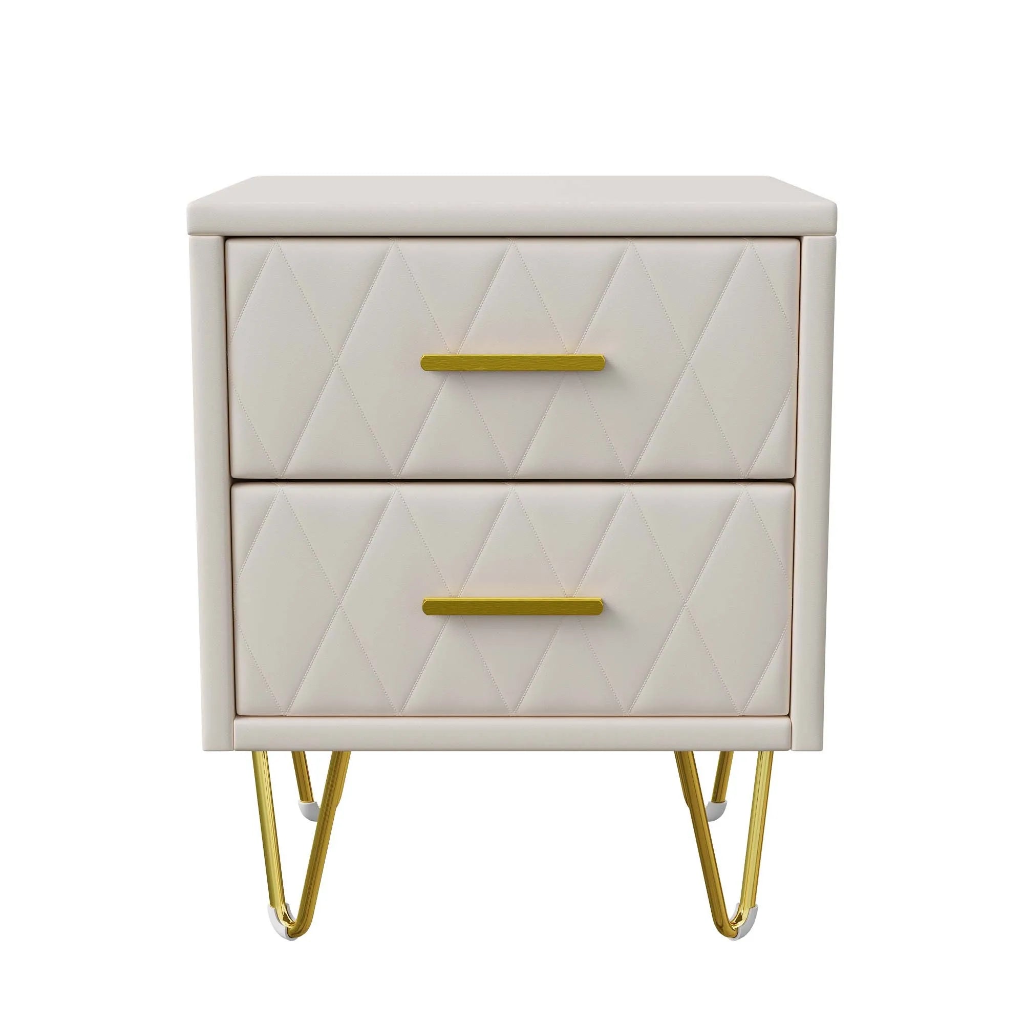 Table de chevet beige à 2 tiroirs style moderne -